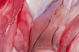 Painting created with alcohol ink. Soft smooth color transitions combined with clear gold and silver edges. Blue, pink, green abstract color combination. photo