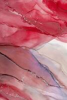Painting created with alcohol ink. Soft smooth color transitions combined with clear gold and silver edges. Blue, pink, green abstract color combination. photo