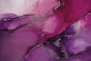 Painting created with alcohol ink. Soft smooth color transitions combined with clear gold and silver edges. Blue, pink, green abstract color combination. photo