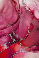 Painting created with alcohol ink. Soft smooth color transitions combined with clear gold and silver edges. Blue, pink, green abstract color combination. photo