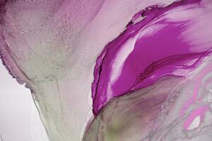 Painting created with alcohol ink. Soft smooth color transitions combined with clear gold and silver edges. Blue, pink, green abstract color combination. photo