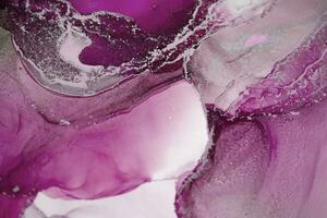 Painting created with alcohol ink. Soft smooth color transitions combined with clear gold and silver edges. Blue, pink, green abstract color combination. photo
