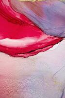 Painting created with alcohol ink. Soft smooth color transitions combined with clear gold and silver edges. Blue, pink, green abstract color combination. photo