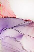 Painting created with alcohol ink. Soft smooth color transitions combined with clear gold and silver edges. Blue, pink, green abstract color combination. photo