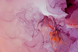 Abstract created using the technique of Alcohol ink. Macro photography of the smallest details of a panting. The panting shows how overflows of shades and colors of paint resemble space motifs. photo