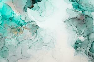 Abstract created using the technique of Alcohol ink. Macro photography of the smallest details of a panting. The panting shows how overflows of shades and colors of paint resemble space motifs. photo