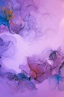 Abstract created using the technique of Alcohol ink. Macro photography of the smallest details of a panting. The panting shows how overflows of shades and colors of paint resemble space motifs. photo