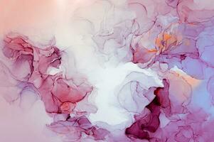 Abstract created using the technique of Alcohol ink. Macro photography of the smallest details of a panting. The panting shows how overflows of shades and colors of paint resemble space motifs. photo