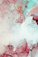 Abstract created using the technique of Alcohol ink. Macro photography of the smallest details of a panting. The panting shows how overflows of shades and colors of paint resemble space motifs. photo