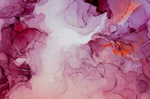 Abstract created using the technique of Alcohol ink. Macro photography of the smallest details of a panting. The panting shows how overflows of shades and colors of paint resemble space motifs. photo