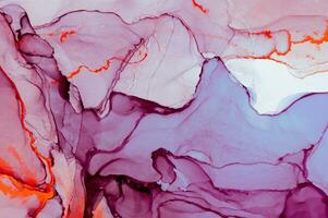 Abstract created using the technique of Alcohol ink. Macro photography of the smallest details of a panting. The panting shows how overflows of shades and colors of paint resemble space motifs. photo