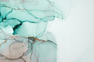 Abstract created using the technique of Alcohol ink. Macro photography of the smallest details of a panting. The panting shows how overflows of shades and colors of paint resemble space motifs. photo