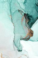 Abstract created using the technique of Alcohol ink. Macro photography of the smallest details of a panting. The panting shows how overflows of shades and colors of paint resemble space motifs. photo