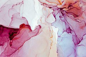 Abstract created using the technique of Alcohol ink. Macro photography of the smallest details of a panting. The panting shows how overflows of shades and colors of paint resemble space motifs. photo