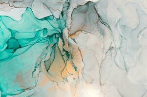 Abstract created using the technique of Alcohol ink. Macro photography of the smallest details of a panting. The panting shows how overflows of shades and colors of paint resemble space motifs. photo