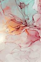 Abstract created using the technique of Alcohol ink. Macro photography of the smallest details of a panting. The panting shows how overflows of shades and colors of paint resemble space motifs. photo
