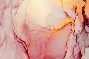 Abstract created using the technique of Alcohol ink. Macro photography of the smallest details of a panting. The panting shows how overflows of shades and colors of paint resemble space motifs. photo