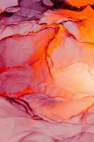 Abstract created using the technique of Alcohol ink. Macro photography of the smallest details of a panting. The panting shows how overflows of shades and colors of paint resemble space motifs. photo