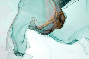 Abstract created using the technique of Alcohol ink. Macro photography of the smallest details of a panting. The panting shows how overflows of shades and colors of paint resemble space motifs. photo