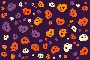 Hand drawn flat Halloween pattern design vector