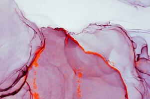 Abstract created using the technique of Alcohol ink. Macro photography of the smallest details of a panting. The panting shows how overflows of shades and colors of paint resemble space motifs. photo