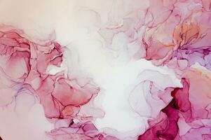 Abstract created using the technique of Alcohol ink. Macro photography of the smallest details of a panting. The panting shows how overflows of shades and colors of paint resemble space motifs. photo