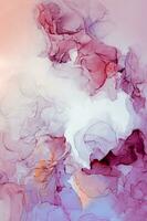 Abstract created using the technique of Alcohol ink. Macro photography of the smallest details of a panting. The panting shows how overflows of shades and colors of paint resemble space motifs. photo