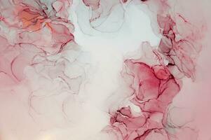 Abstract created using the technique of Alcohol ink. Macro photography of the smallest details of a panting. The panting shows how overflows of shades and colors of paint resemble space motifs. photo
