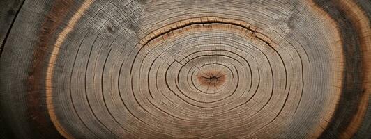 Warm gray cut wood texture. Detailed black and white texture of a felled tree trunk or stump. Rough organic tree rings with close up of end grain.. AI generated photo