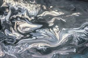Abstract created using the technique of liquid acrylic. Macro photography of the smallest details of a picture. The picture shows how overflows of shades and colors of paint resemble space motifs. photo