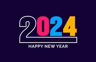 2024 Happy New Year colorful Text logo typography design concept. Xmas greetings with 2024 numbers in the form of colored stained glass. Art design template 2024. calligraphy Vector illustration.