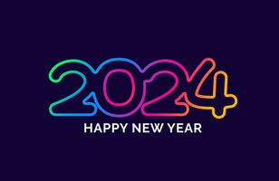 2024 Happy New Year colorful Text logo typography design concept. Xmas greetings with 2024 numbers in the form of colored stained glass. Art design template 2024. calligraphy Vector illustration.