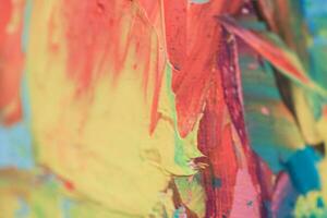 oil painted abstract curves. Texture of brush strokes on white background. Horizontal brush layer, colorful backdrop. photo