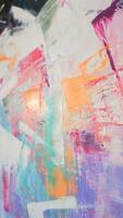Fragment. Multicolored texture painting. Abstract art background. Oil on canvas. Rough brushstrokes of paint. Closeup of a painting by oil and palette knife. Highly-textured, high quality details. photo