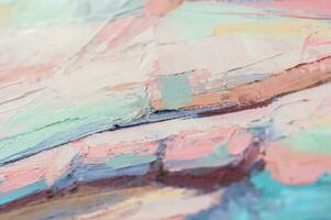 Fragment of multicolored texture painting. Abstract art background. oil on canvas. Rough brushstrokes of paint. Closeup of a painting by oil and palette knife. Highly-textured, high quality details. photo