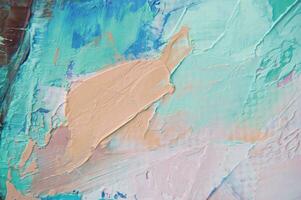 Fragment. Multicolored texture painting. Abstract art background. oil on canvas. Rough brushstrokes of paint. Closeup of a painting by oil and palette knife. Highly-textured, high quality details. photo