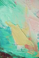 Fragment. Multicolored texture painting. Abstract art background. oil on canvas. Rough brushstrokes of paint. Closeup of a painting by oil and palette knife. Highly-textured, high quality details. photo