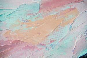 Fragment. Multicolored texture painting. Abstract art background. oil on canvas. Rough brushstrokes of paint. Closeup of a painting by oil and palette knife. Highly-textured, high quality details. photo