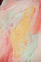 Fragment. Multicolored texture painting. Abstract art background. oil on canvas. Rough brushstrokes of paint. Closeup of a painting by oil and palette knife. Highly-textured, high quality details. photo