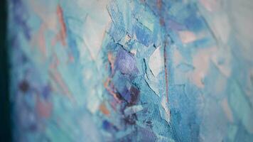 Fragment of multicolored texture painting. Abstract art background. oil on canvas. Rough brushstrokes of paint. Closeup of a painting by oil and palette knife. Highly-textured, high quality details. photo