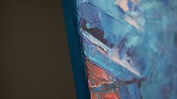 Fragment of multicolored texture painting. Abstract art background. oil on canvas. Rough brushstrokes of paint. Closeup of a painting by oil and palette knife. Highly-textured, high quality details. photo
