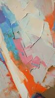 Fragment. Multicolored texture painting. Abstract art background. oil on canvas. Rough brushstrokes of paint. Closeup of a painting by oil and palette knife. Highly-textured, high quality details. photo