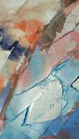 Fragment. Multicolored texture painting. Abstract art background. oil on canvas. Rough brushstrokes of paint. Closeup of a painting by oil and palette knife. Highly-textured, high quality details. photo