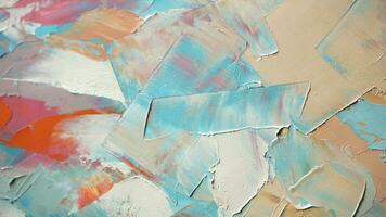 Fragment. Multicolored texture painting. Abstract art background. oil on canvas. Rough brushstrokes of paint. Closeup of a painting by oil and palette knife. Highly-textured, high quality details. photo