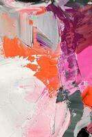 Painting in multicolored tones. Conceptual abstract painting. Closeup of a painting by oil and palette knife on canvas. photo