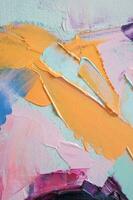 Fragment of multicolored texture painting. Abstract art background. oil on canvas. Rough brushstrokes of paint. Closeup of a painting by oil and palette knife. Highly-textured, high quality details. photo