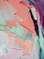 Fragment of multicolored texture painting. Abstract art background. oil on canvas. Rough brushstrokes of paint. Closeup of a painting by oil and palette knife. Highly-textured, high quality details. photo