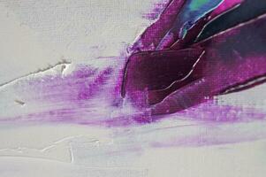 Fragment of multicolored texture painting. Abstract art background. oil on canvas. Rough brushstrokes of paint. Closeup of a painting by oil and palette knife. Highly-textured, high quality details. photo