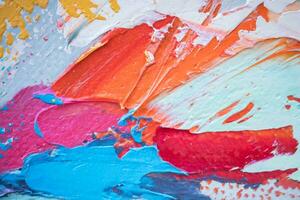 abstract oil painting with light pastel colors, oil on canvas white, marine blue and amber orange, wallpaper, background, use of palette knives, realistic hyper-detail, expressive brush strokes photo