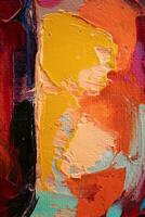 abstract oil painting with light pastel colors, oil on canvas white, marine blue and amber orange, wallpaper, background, use of palette knives, realistic hyper-detail, expressive brush strokes photo
